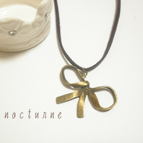 リボンの布ひもネックレス ネックレス・ペンダント nocturne