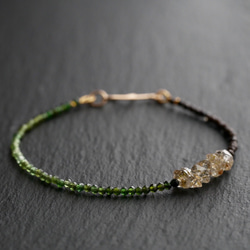 Oil in Quartz& Boulder Opal,Tourmaline asymmetry Bracelet 第1張的照片