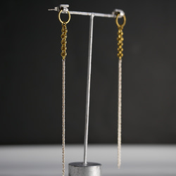 Sillver925+Brass Long Chain Earrings 第2張的照片