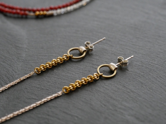 Sillver925+Brass Long Chain Earrings 第3張的照片