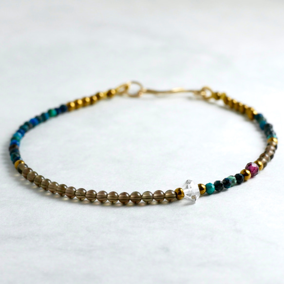 Smoky Quartz&Chrysocolla Asymmetric Bracelet 第2張的照片