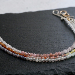 5color block  Small natural stone Bracelet＜Pink＞ 第6張的照片