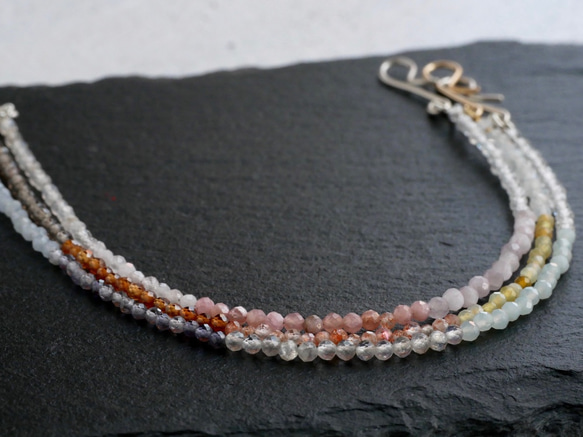 5color block  Small natural stone Bracelet＜Pink＞ 第6張的照片