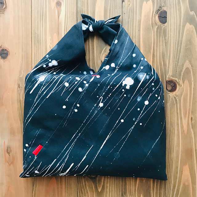 和のエコバック【あずま袋　A4が入るおおきさ】黒