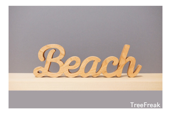 beach ビーチ サイン ブラックチェリーの木（カリフォルニアスタイル ビーチスタイル　アルファベットオブジェ） 1枚目の画像