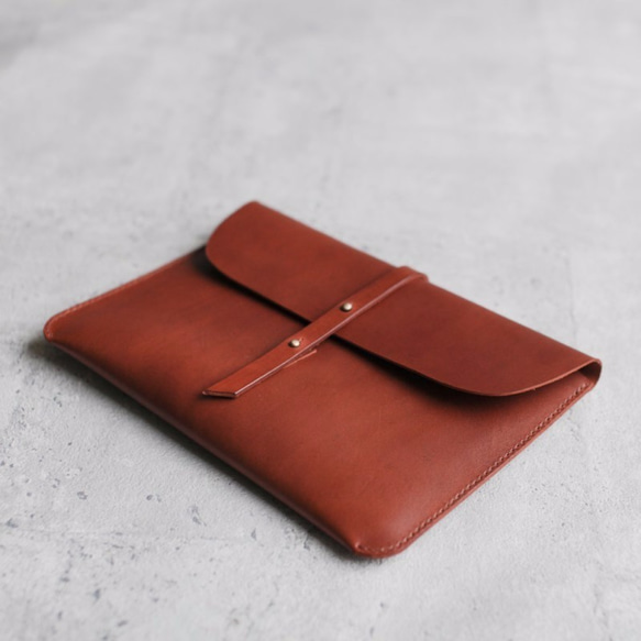 淺棕色植鞣牛皮真皮 iPad mini皮套/手拿包 第3張的照片