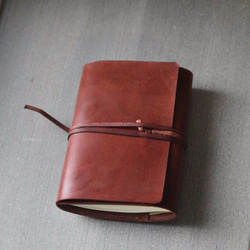 Dark Brown refillable leather notebook/ Book Cover A6 size 1枚目の画像