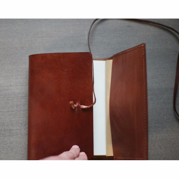 Dark Brown refillable leather notebook/ Book Cover A6 size 3枚目の画像