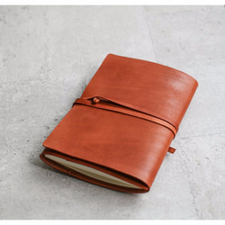 Light Brown refillable leather notebook/ Book Cover A5 size 2枚目の画像