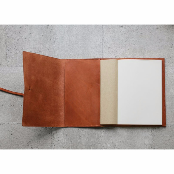 Light Brown refillable leather notebook/ Book Cover A5 size 4枚目の画像