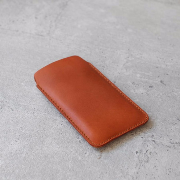 Light Brown iPhone genuine leather sleeve pouch 2枚目の画像