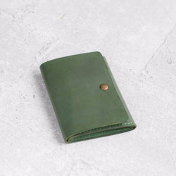 Green leather card holder/wallet 1枚目の画像