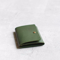 Green leather card holder/wallet 5枚目の画像