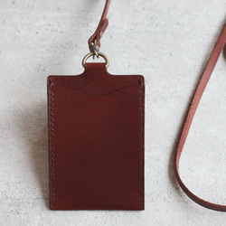 Brown leather ID card case 2枚目の画像