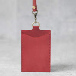 Red leather ID card case 2枚目の画像