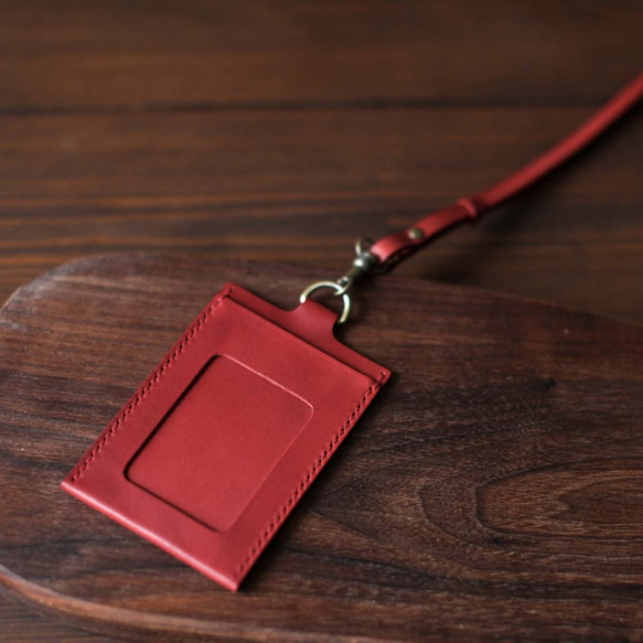 Red leather ID card case 5枚目の画像