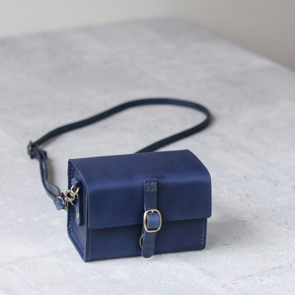 Custom order -Navy blue Leather Camera Case 第1張的照片