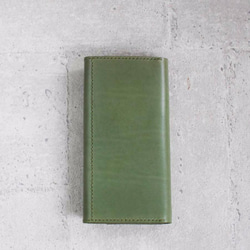 Green vegetable cow hide leather long wallet 3枚目の画像