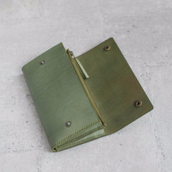 Green vegetable cow hide leather long wallet 5枚目の画像