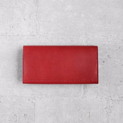 Red vegetable cow hide leather long wallet 3枚目の画像