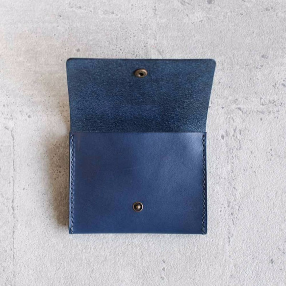 Navy blue leather card holder/wallet 5枚目の画像