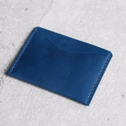 Navy leather card holder 3枚目の画像