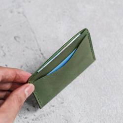 Green leather card holder 3枚目の画像