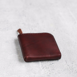 Dark brown vegetable cow hide leather coin zip wallet 2枚目の画像