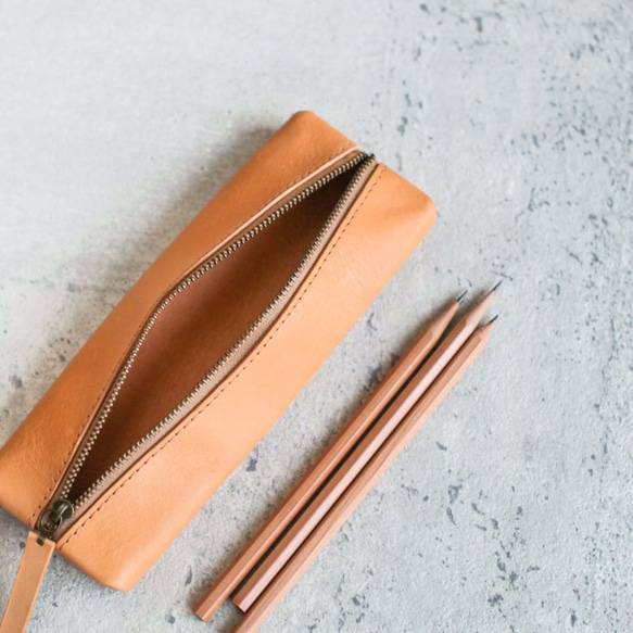 Nude color classy Leather Pencil Case/Pen Pouch 3枚目の画像