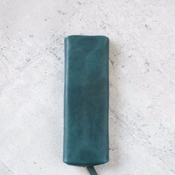 Lake green color classy Leather Pencil Case/Pen Pouch 3枚目の画像