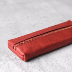 Red color classy Leather Pencil Case/Pen Pouch 3枚目の画像