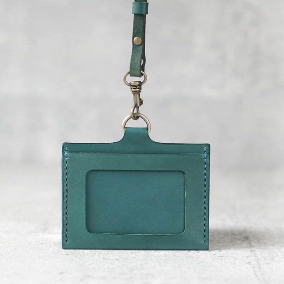 Lake green leather ID card case 3枚目の画像