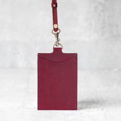 Burgundy leather ID card case 2枚目の画像