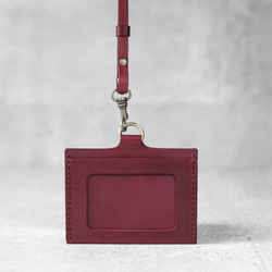 Burgundy leather ID card case 3枚目の画像