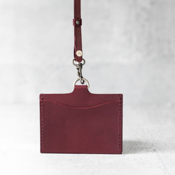 Burgundy leather ID card case 4枚目の画像