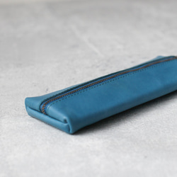 Turquoise color classy Leather Pencil Case/Pen Pouch 3枚目の画像