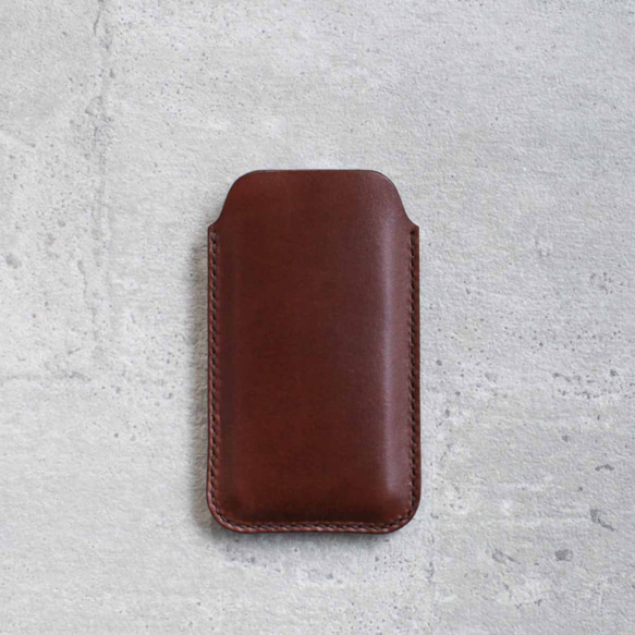 Dark brown iPhone genuine leather sleeve 1枚目の画像