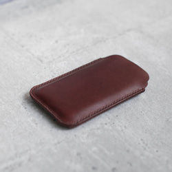 Dark brown iPhone genuine leather sleeve 3枚目の画像