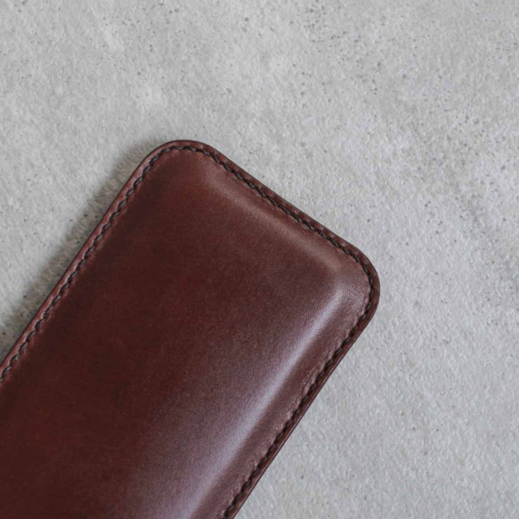 Dark brown iPhone genuine leather sleeve 4枚目の画像