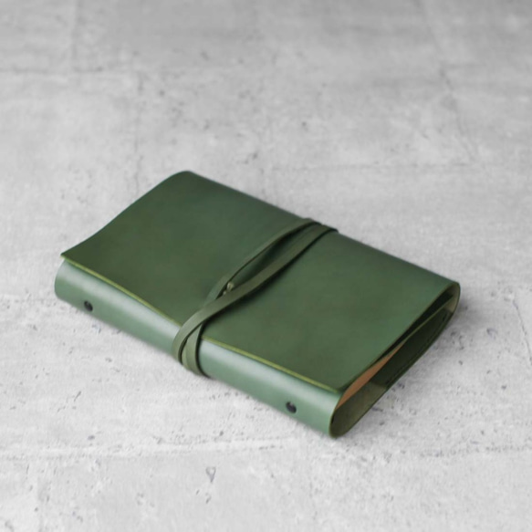 A5 Green refillable leather journal notebook/ Book Cover 2枚目の画像