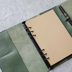 A5 Green refillable leather journal notebook/ Book Cover 3枚目の画像