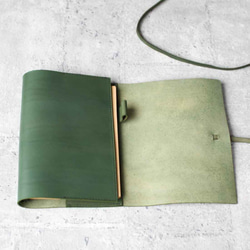 A5 Green refillable leather journal notebook/ Book Cover 4枚目の画像