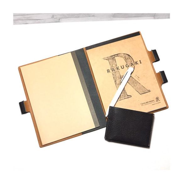 【A５】ブラック　シンプル IS 手帳 ノートカバー贅沢 イタリアレザー A5サイズ 3枚目の画像