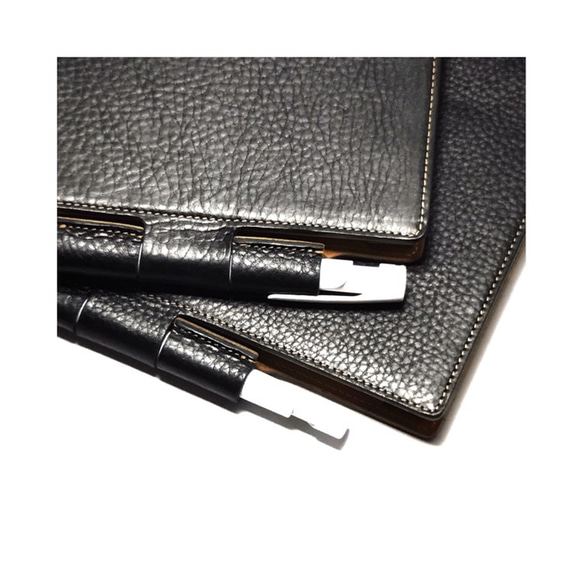 [A6]黑色簡約IS筆記本筆記本保護套奢華義大利皮革最近流行的A6尺寸 第2張的照片