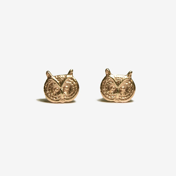 Raw Brass Owl Earrings 1枚目の画像