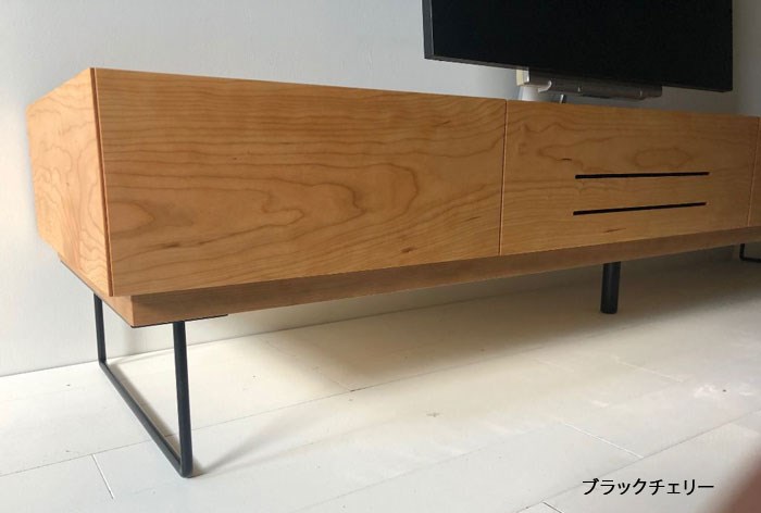 無垢材　スラッシュ 180cm テレビボード  鉄脚 細めフレームタイプ  オーク テレビ台 オーダーメイド