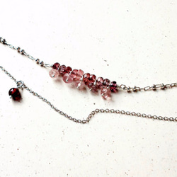 ･･❈ O Chirp ❈ ･･ 莓紅色雨滴 ｛天然石純銀手鍊  尖晶石、石榴石｝ 第3張的照片