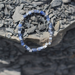 ブルーパターン シルバー 環境 天然鉱石 スターリングシルバー ブレスレット ブレスレット 天然ブルーパターンの石が心を落ち着か 3枚目の画像