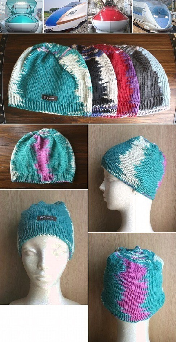 no.1838　Kids Knit Cap(新幹線　E5系) 2枚目の画像