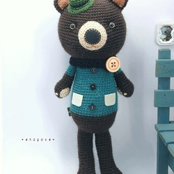 no.2020　Green Hat Bear　(緑の帽子のくま) 1枚目の画像